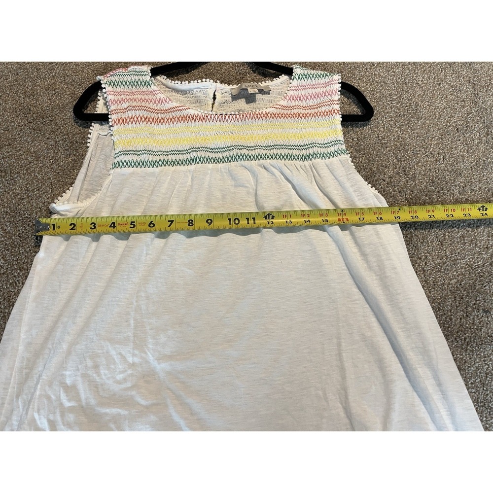 Women's Loft White tank top LOFT colorful embroidered stripes Large - Picture 6 of 6